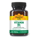 Country Life Witamina B- 6, Wysoka potencja, Wspomaga energię i układ nerwowy, 200mg, 90 Kapsułki wegańskie, Certified gluten Free, Certified Vegan, Certified Halal...