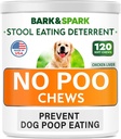 BARK&SPARK NO Poo Treats - Prevent Dog Poop Eating - Coprophagia Treatment - Stool Eating Deterrent - Probiotics & Enzymes - Digestive Health + Breath Aid - 120 Soft Chews - USA Made - Liver