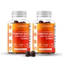 Wyciąg z dyni Vitamatic Seed 20: 1 Wyciąg i piłowanie Palmetto 10: 1 Wyciąg Gummies - Ekstrakt botaniczny bez cukru - Naturalny aromat malinowy - Wegan, Non-GMO, Gummies oparte na plancie - 60 Hrabia - 2 Pack (120 Hrabia)
