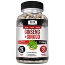 Kaya Naturals Red Panax Ginseng + Ginkgo Biloba - Nootropowe uzupełnienie mózgu - Wsparcie Kognitywne i koncentracyjne - Booster mózgu, Focus i Suplement Pamięci - 60 Kapsułki