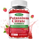 Gummy z cytrynianem potasu - Suplement potasu dla zdrowia mięśni, Leg Cramp Relief & Elektrolite Balance, Wegan, Non-GMO, Gluten- Free, Malina Flavor, 60 Count