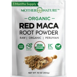 Organiczny, Surowy Peruwiański Red Maca Root Powder - Premium USDA Certified, Hormon równowagi dla kobiet, Natural Energy, Mood Support, Non-GMO, Wegan Superfood, 16 oz