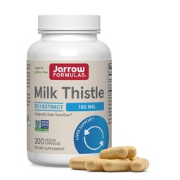 Jarrow Fixas Milk Thistle 150 mg z 30: 1 Standaryzowany ekstrakt silimaryny, Suplement diety dla wsparcia czynności wątroby, 200 Kapsułek wegetariańskich, 66- 200 Day Supply