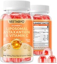 Astaksantyna Suplementy 6 mg + witamina liposomalna C 1000mg - podwójna warstwa - Niacyna B6, B12, folian, biotyna - przeciwutleniacze - Żelatyna wolna, cukier wolny, 60Cts