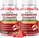 2 Pack Berberine Gummies, 2000mg High Potency Berberine HCI Supplement, Plus Ceylon Cynamon, Ostrze mleczne dla kobiet i mężczyzn, System immunologiczny i wsparcie metabolizmu - 120 Gummies