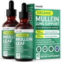 5- in-1 Mullein Drops for Lungs and Bronchial - oddechowe Lung Health Support with Mullen Leaf Extract for Lungs - Mullein Tincture with Elderberry, Echinacea and Ginger Root (60 Servings) (2-pack)