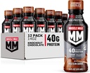 Muscle Milk Pro Advanced Nutrition Protein Shake, Knockout Chocolate, 14 Fl Oz Bottle, 12 Pack, 40g Protein, 1 g Sugar, 16 Vitamin & Minerals, 6g Fiber, Trecout Recovery, Packaging May Vary