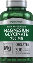 Pining Rock Magnezu Glicynian Kapsułki 124; 750mg 124; 200 Pili 124; Chelated Supplement Supplement 124; Wysoka absorpcja 124; Non-GMO i Gluten Free