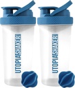 Utopia Home Butelka shaker protein - (Opakowanie 2) 28- Butelki shaker Ounce Dla mieszanek protein - Fitness Sports Classic Butelka shaker protein Mixer (Clear / Navy)