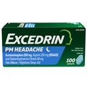 Excedryna PM na ból głowy Relief, Acetaminofen 250mg, Aspiryna 250mg, Difenhydramina Citrate 38mg, Pain Reliever, Nighttime Sleep- Aid, 100 Count