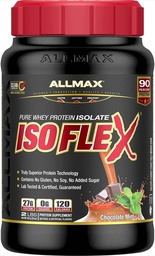 ALLMAX Nutrition - ISOFLEX Proszek z białka serwatki, Izolat białka serwatki, białka 27g, mięta czekoladowa, 2 funty