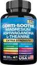 Corti- Soothe Cortisol Supplement, Magnezu Glycinate 200mg L- Theanine 150mg Ashwagandha 150mg Phosphhatidylserine Cortisol Manager Lions Mane Ginkgo Biloba Bacopa Monnieri Valerian Root (60 Caps)