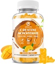 Jednowodzian kreatora Gummie dla mężczyzn i kobiet, Jednowodzian do żucia, Jednowodzian kreatora dla mięśni, Budowniczy mięśni, Energy Boost, Bez cukru, Wegan, Mango Flavor- 60 Count