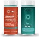 iwi Life Vegikrill & Heart Omega-3 Bundle, 30 Servings, Vegan Plant-Based Algae Omega 3, Krill & Fish Oil Alternative, No Fishy Aftertaste