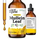 Wild & Organic Mullein Tincture - Lung Cleanse and Detox - Liquid Mullein Leaf Extract for Lungs with Echinacea - Verbascum Thapsus Drops - Vegan, Sugar & Alcohole Free Supplement - 4 fl oz