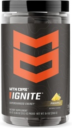 MTN OPS Ignite Trail Packs Energy Drink Powder, Gluten Free Nootropic Supplement Drink Mix, L Arginina, L Citrulina, Kofeina & Nootropic Sugar Free Drink Mix, 20 Słupki, Ananas Crush