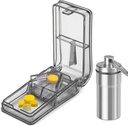 JohnBee Pill Cutter 124; Best Pill Cutter for Small or Large Pills X124; Designed in The USA Xim124; Cuts Vitamins Xim124; Pill Splitter with Shield Xim124; Includes Keychain Pill Holder (Gray)