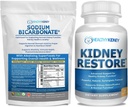 Nerki Restore Organiczny dwuwęglan sodu Suplement Alkalinowy 1LB Oczyścić 60 Czapki Bundle - Wspomaga Nerki Zdrowie, Neutralizuje Kwas żołądkowy, Alkaline Superfoods, Wsparcie immunologiczne, Antacid i witaminy f