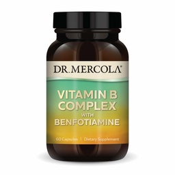 Dr Mercola witamina B Complex z benfotiaminą - Wspiera zdrowie komórkowe, mózgowe i immunologiczne - Non-GMO, Gluten- Free & Soy- 60 Kapsułki (30 Servings)