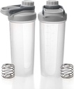EYMPEU 2 Butelki shaker do mieszania białek BPA & Phthalate-, Solid Wkręt pokrywę nieszczelne Shaker Cup zmywarka Sejf do shakes białka 24oz, przezroczysty szary