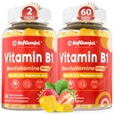 Witamina B1 Gummies ↓ 124; Benfotiamina 500mg z witaminą B6 B9 B12 & Magnez dla Nerve Health, Energia & Metabolizm Wsparcie 124; Sugar Free, Non GMO, Wegan, 120 Liczby