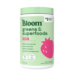 Bloom Nutrition Superfood Zielonych Proszek, Enzymy z probiotyki i prebiotyki, Gut Health, Bloating Relief dla kobiet, Chlorella, Green Juice Mix z buraka korzeniowego proszku, 25 SVG, Berry