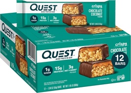 Quest Nutrition Crispy Chocole Coconut Hero Protein Bar, 15 g Protein, 1 g Sugar, 3g Węglowodory netto, Gluten Free Protein Snack, Keto Friendly, 12 Hrabia