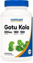 Nutricost Gotu Kola 500 MG, 180 Kapsułek - Kapsułki wegetariańskie, Gluten Free, Non-GMO