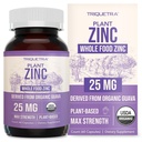 Cynk organiczny 25 mg 124; Suplementy cynku do całego pożywienia 124; Pochodne z owoców organicznych, Cynk elementarny - Wyczerpane wody, Wegan, GMO- wolne - Podstawowe minerały, Przeciwutleniacz, Wsparcie immunologiczne, Skóra - 60 Służenie