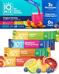 IQMIX Hydration Electrolyte Powder - 4- in-1 Formuła do Hydration, Mental Clarity, Mood and Recovery - Sugar- Free Drink Mix, Keto, Magnezu L- Threonate, Lwie 's Mane - 20 Count Variety Pack