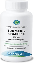 Ziemskie Splendor Turmeric Complex 500mg z Black Pepper, 90 Kapsułki - Wspomaga aktywność przeciwutleniacza i Joint Health * - 1.5 Miesiąc dostaw