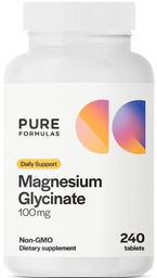 Purecompatis Magnezu Glicynian 100 mg Codzienne Wsparcie dla Stres, Nerwy, Sen, Mięśnie, Metabolizm Czysty Magnezu Glicynian Suplement dla kobiet i mężczyzn Magnesio Non-GMO 240 Tabletki