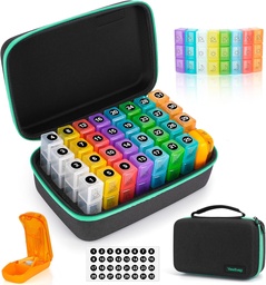 Monthly Pill Organizer 3X a Day z 7- Day Travel Medicine Organising Bag, Medicine Pill Box z 32 Codzienne Komory, 31 Day Pill Holder 30 Day Pill Case for Witamina, Suplement i Medycyna
