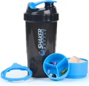 Butelka z shakerem białkowym - Butelka z wodą sportową - Non Slip 3 Warstwa Twist Off 3oz Cups with Pill Tray - Nieszczelny dowód wstrząsnąć Butelka z mieszalnikiem - Proszek z protein 22 Oz Shake Cup z przechowywania