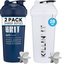 GOMOYO [2 Pack] 28oz Shaker Butelka z Motivational Quotes (White Killin 'It & Navy Grit) 124; Agitatory mieszalników białka dla mieszanek Pack jest BPA Darmowe zmywarki bezpieczne