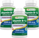 Best Naturals Vitamin B-12 as Methylcobalamin (Methyl B12), 6000 mcg 120 Sublingual Tablets (120 Count (Pack of 3))