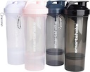 Smartshake Slim 4- Pack Butelka Shaker Protein 400 ml 124; 13.5 oz - Magazynowanie wliczone - Leakproof Screw- Lid - BPA Free - Unisex - Czarny, biały, Stormy Gray, Bawełna różowy