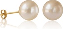 Ręcznie dobrane kolczyki ze świeżej wody Pearl Stud 14K Złoty Sterling Silver Round dla kobiet Hipoalergiczne