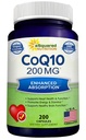 ASquared Nutrition CoQ10 (200 kapsułek i 200 mg) - Wysoka absorpcja Wegana CO Q- 10 Proszek - Enzymy Ubichinon Suplement Pigułki, Dodatkowy przeciwutleniacz Koenzym Q10 Witamina, Coq 10 Alernative to Softgels