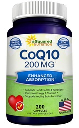 ASquared Nutrition CoQ10 (200 kapsułek i 200 mg) - Wysoka absorpcja Wegana CO Q- 10 Proszek - Enzymy Ubichinon Suplement Pigułki, Dodatkowy przeciwutleniacz Koenzym Q10 Witamina, Coq 10 Alernative to Softgels