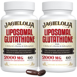Liposomal Glutathione 2000 mg z L- Serine, L- Glycine & Sulforaphane - Active L- Glutathione Unique Formulacja do zwiększenia absorpcji - Główny przeciwutleniacz, Detoksykacyjne i immunologiczne 124; 120 Softgels