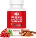 Suplement berberyjski z Ceylon Cynamon, Licorice Extract, Berberine 6X do zdrowej kontroli masy ciała, metabolizmu i wsparcia immunologicznego (120 kapsułek)