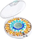 Daviky Automatic Pill Dispenser dla osób w podeszłym wieku z alarmem, 28-dniowy elektroniczny zamykany Pill Box, Sound & Light Reminders for Medication, Witaminy i suplementy