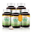 Kapsułki czosnkowe Lovita Odorless, ekwiwalent 500 mg świeżego czosnku, 1,25% ekstrakt z allicyny, Podtrzymuje serce, ciśnienie krwi, Cholesterol i system immunologiczny, Non-GMO, Gluten- Free, 300 Kapsułki wegańskie