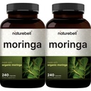NatureBell Pure Moringa kapsułki 8,000mg Per Serving (2 Pack) 124; Made with Moringa Powder Organic, 480 Kapsułki - Green Superfood, Zdrowie skóry, & Wsparcie immunologiczne - Non-GMO, Gluten Free, 8 Miesiąc dostaw