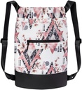 GOMOYO Flex Cinch Drawstring Siłownia dla kobiet 124; Nowoczesne kwiatowe wzory graficzne 124; Trwały lekki Siłownia Cinch Backpack 124; 18 "x 14" x 7 "X124; Różowy