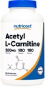 Nutricost Acetyl L- Carnitine (ALCAR) 500mg, 180 kapsułki, 180 Servings - Non-GMO i Gluten Free, 1 kapsułki na serwowanie