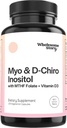 M- y- o in- os- itol & D- Chiro Inositol Kapsułki z MTHF, Folate, Witamina D Bilans 124; Wsparcie dla funkcji jajników, Hormon Balance, & Homocysteina Poziomy 124; Suplementy płodności dla kobiet 124; 40: 1 Stosunek