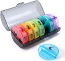 Weekly Pill Organizer 2 Times a Day, Travel Pill Box 7 Day, AM PM Twice a Day Pill Case, Portable Daily Vitamin Organizers for Medication, Vitamins, Fish Oil, Supplements (Multi-Color)