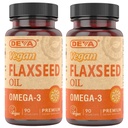 DEVA Organic Vegan Vitamin Flax Seed Oil - bogaty w Omega-3, Cold- Pressed & Unrafinted - 90 Kapsułki, 2- Pack